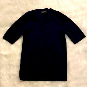 Jones New York Collection small S navy blue short sleeve sweater size SM classy